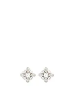 Flowering 18K White Gold Earrings With Diamonds