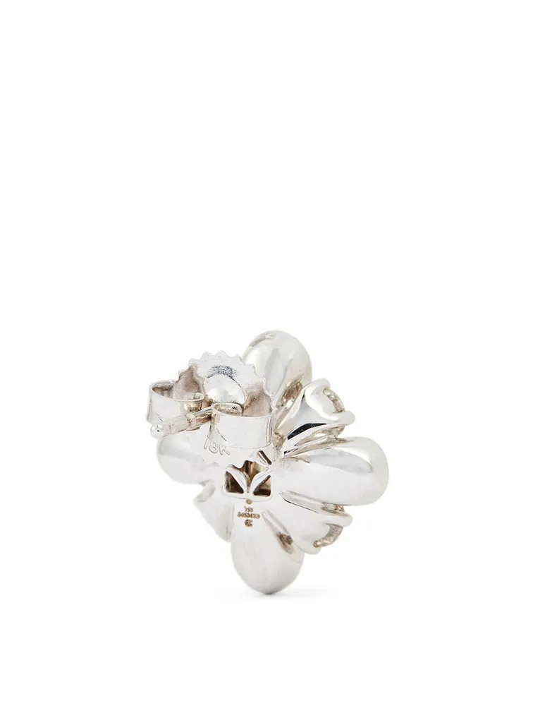 Flowering 18K White Gold Earrings With Diamonds
