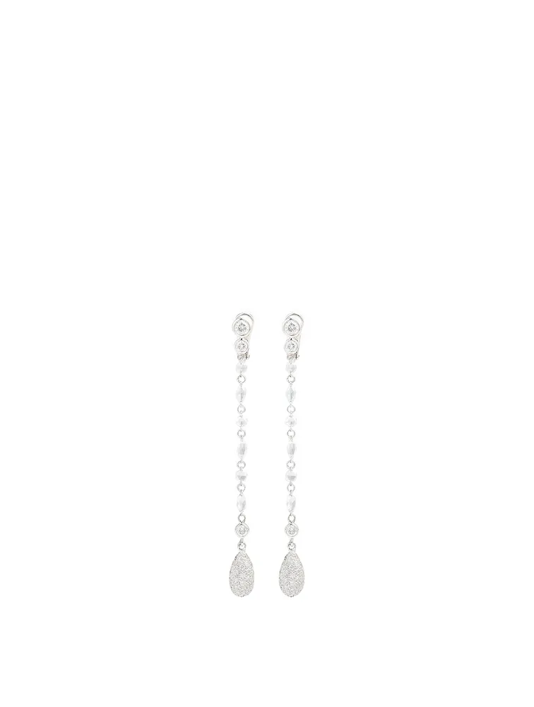 Essentials 18K White Gold Briolette Drop Earrings With Diamonds