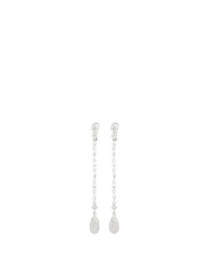 Essentials 18K White Gold Briolette Drop Earrings With Diamonds