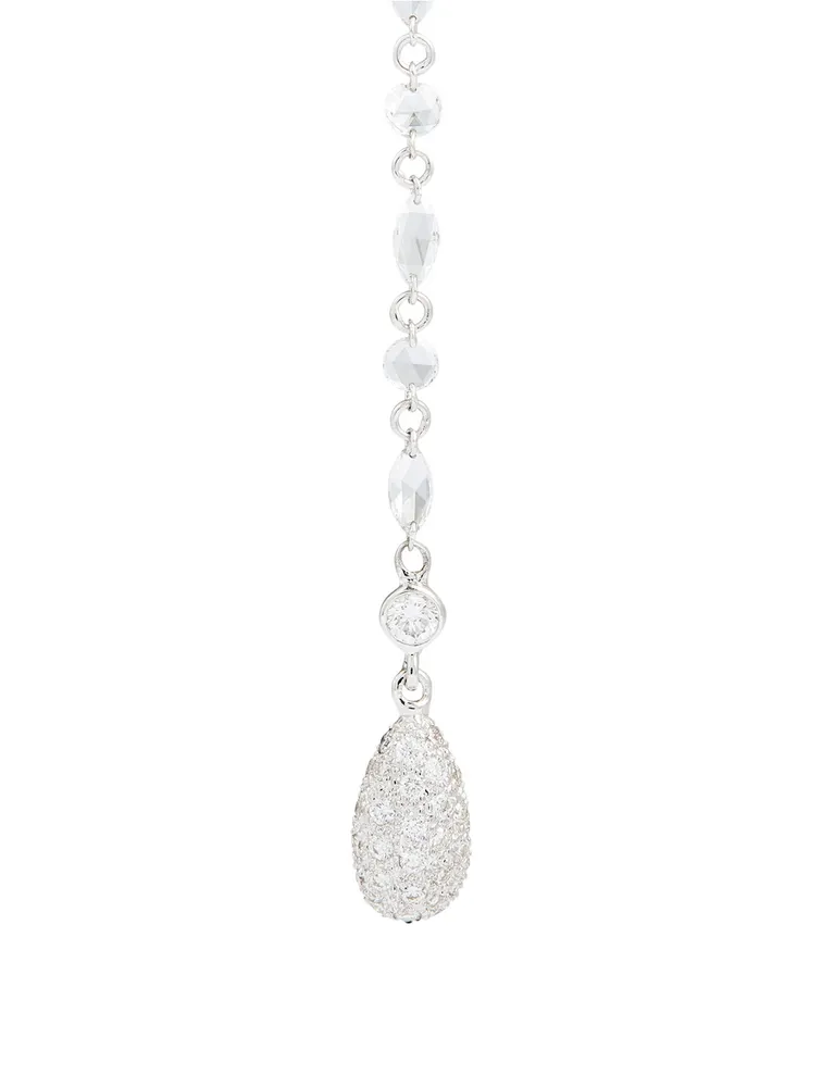 Essentials 18K White Gold Briolette Drop Earrings With Diamonds