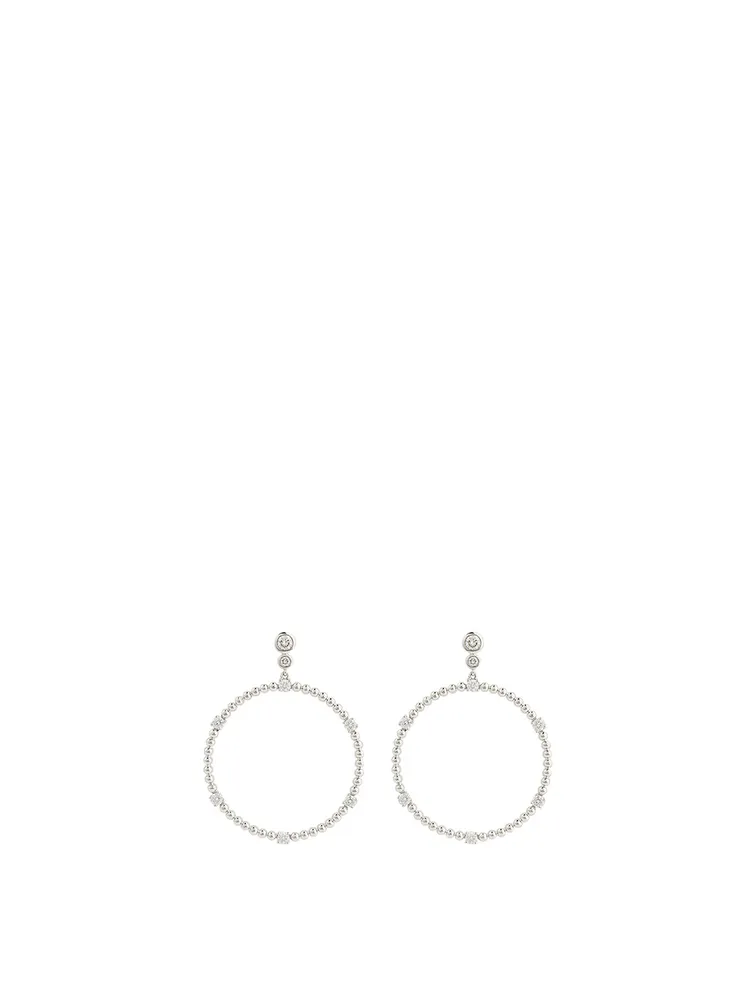 Flapper 18K White Gold Circle Dangle Earrings With Diamonds