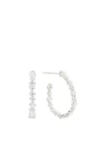 Essentials 18K White Gold Hoop Earrings With Diamonds