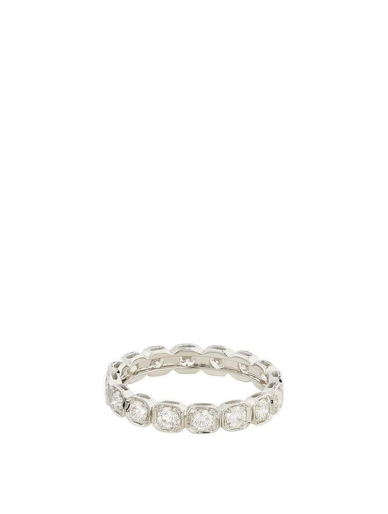 Essentials Deco 18K White Gold Eternity Band With Diamonds