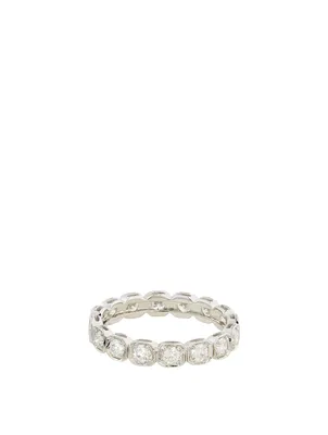 Essentials Deco 18K White Gold Eternity Band With Diamonds