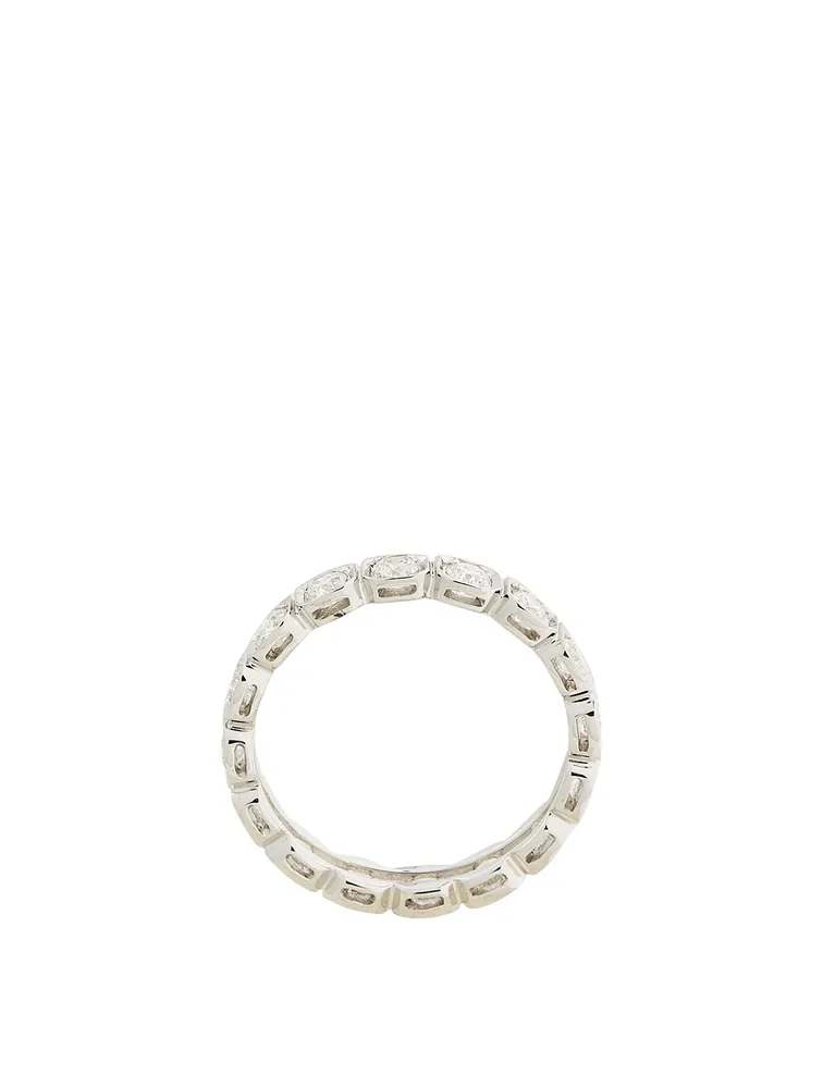 Essentials Deco 18K White Gold Eternity Band With Diamonds