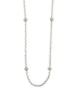 Silver Cross Chain Necklace With Diamonds