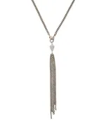 Silver Heart And Chain Fringe Necklace