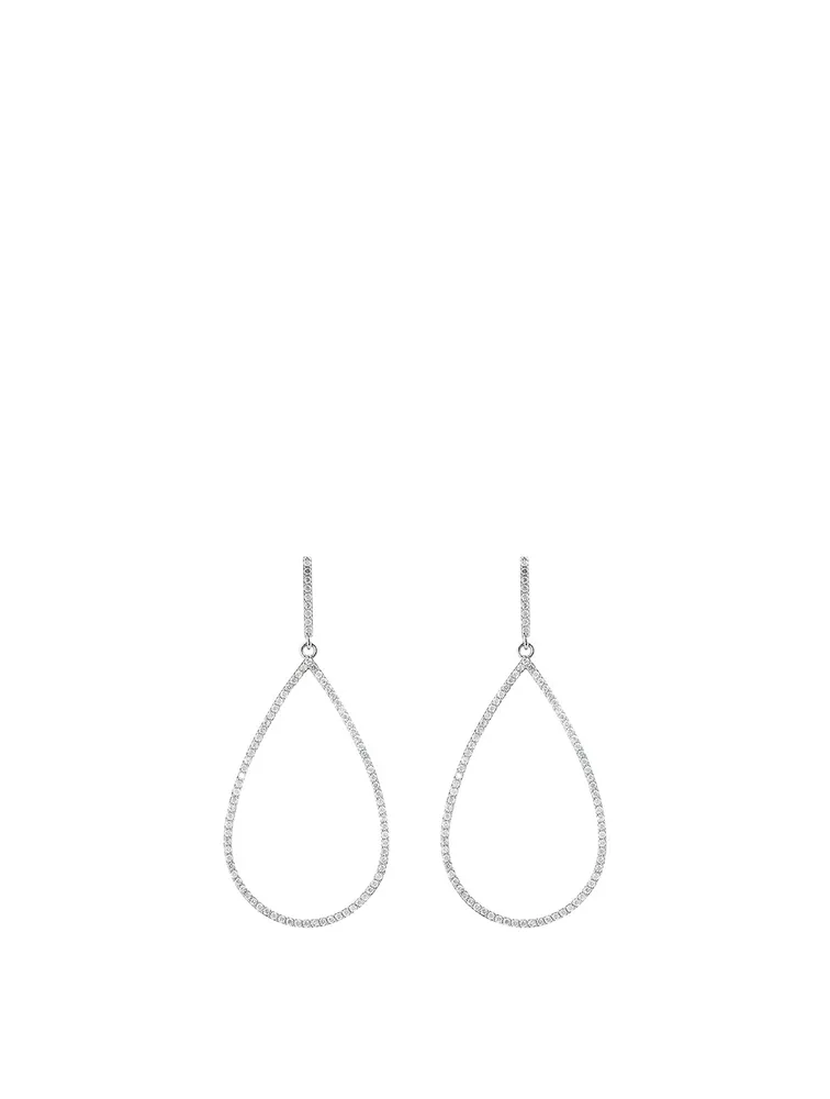 Silver Teardrop Earrings With Diamonds