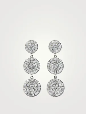 Silver Triple Disc Earrings With Diamonds