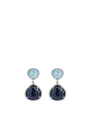 Silver Aquamarine And Sapphire Earrings With Diamonds
