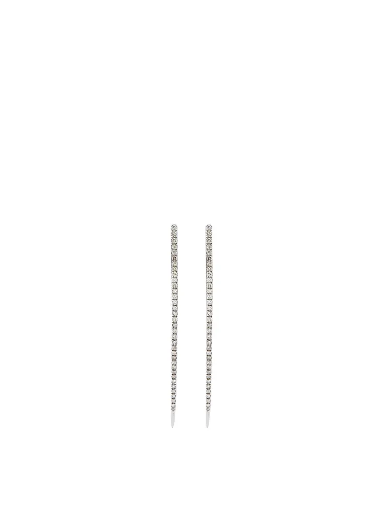 Silver Dagger Earrings With Diamonds