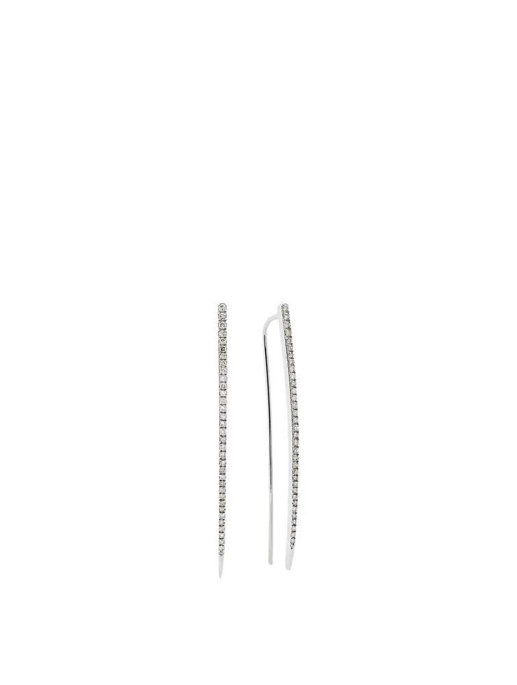 Silver Dagger Earrings With Diamonds