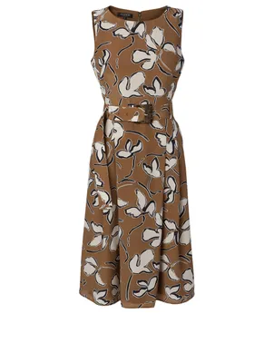 Gracie Silk Belted Dress Vine Print