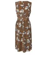 Gracie Silk Belted Dress Vine Print