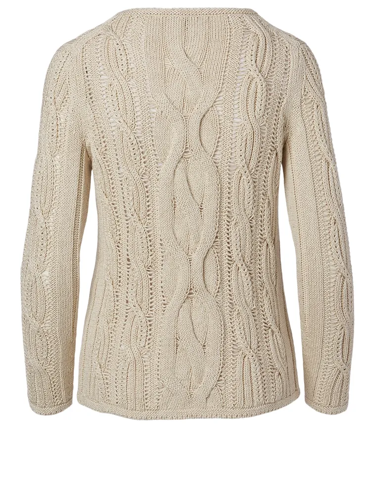 Cotton And Silk Cable Knit Sweater