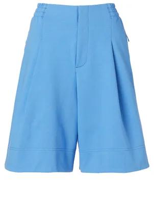 French Terry Cotton Wide-Leg Shorts