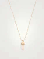 14K Rose Gold Crystal Pendant Necklace With Diamonds