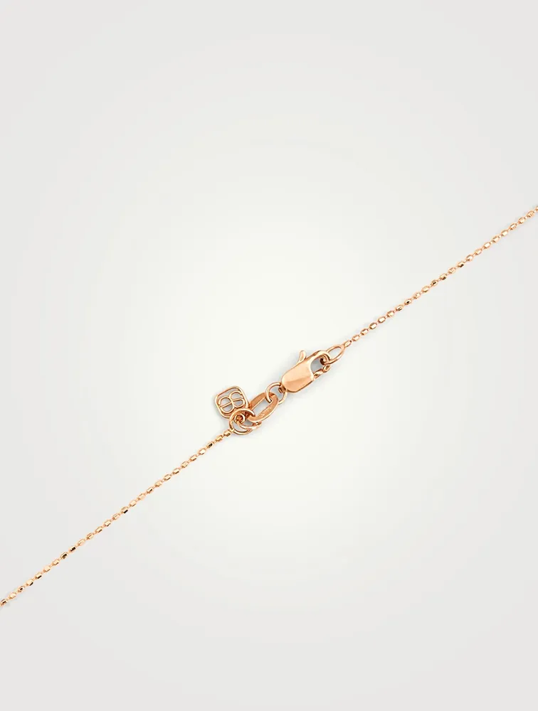 14K Rose Gold Crystal Pendant Necklace With Diamonds