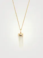 14K Rose Gold Crystal Pendant Necklace With Diamond