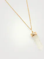 14K Rose Gold Crystal Pendant Necklace With Diamond