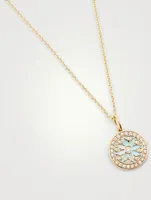 14K Gold Evil Eye Medallion Necklace With Diamonds