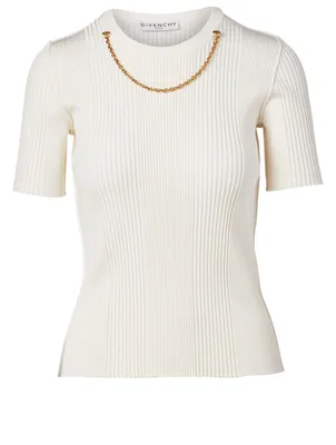 Short-Sleeve Sweater With Chain