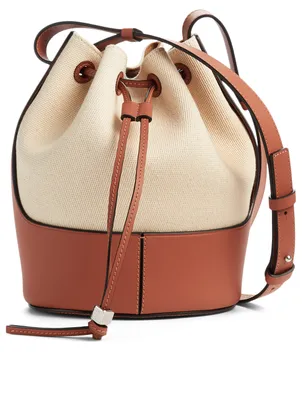 Small Balloon Leather And Canvas Bucket Bag