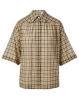 Wool And Silk Short-Sleeve Shirt Check Print