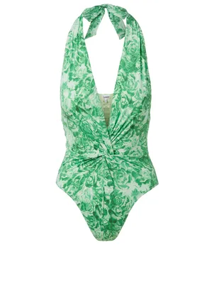 Twist One-Piece Swimsuit Floral Print
