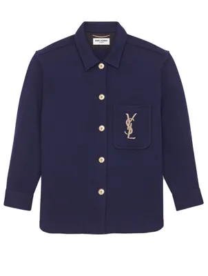 Wool Jersey Overshirt With Embroidered Monogram