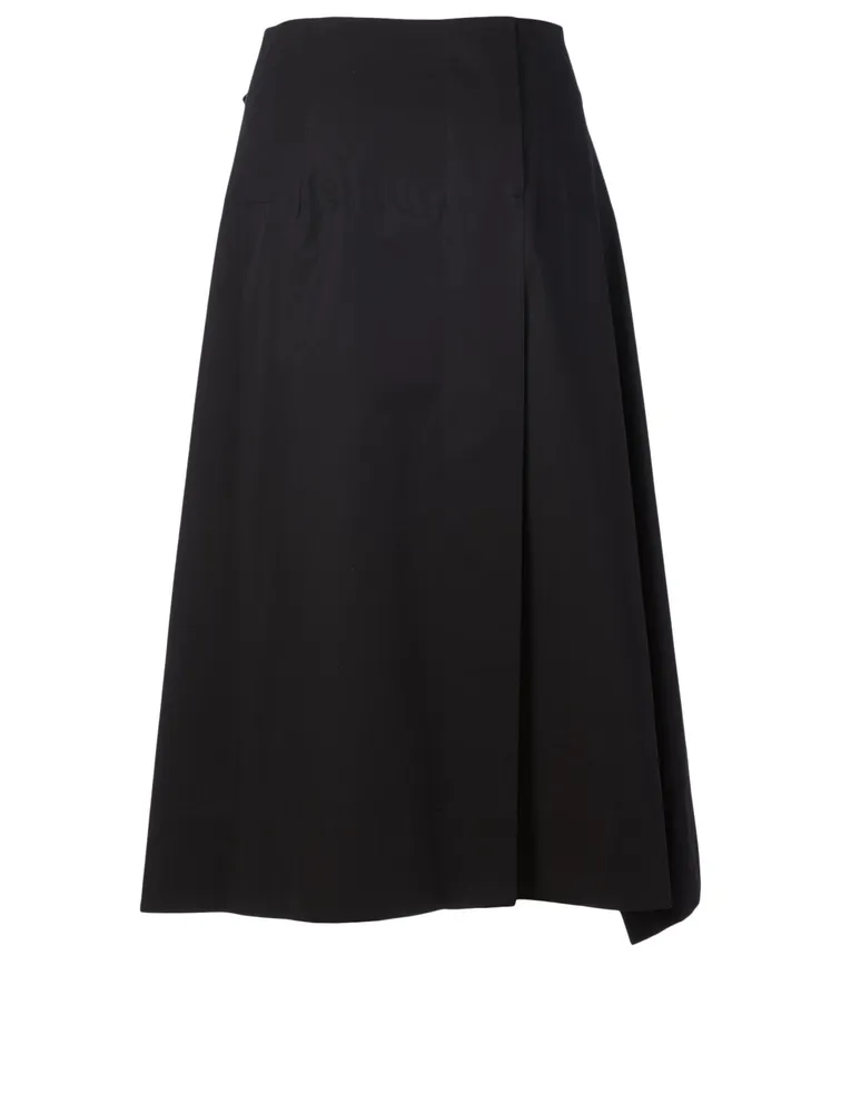 Cotton Asymmetric Midi Skirt