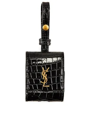 YSL Monogram Croc-Embossed Leather Airpods Case