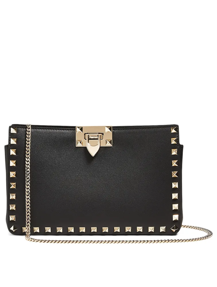 Rockstud Leather Chain Clutch Bag