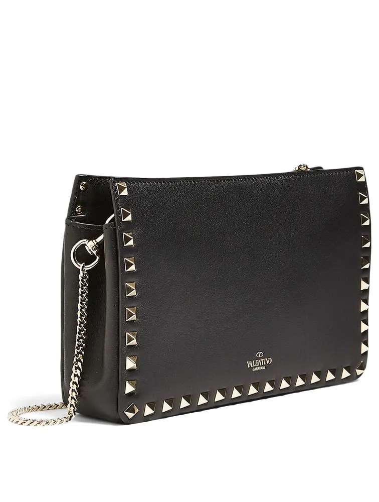 Rockstud Leather Chain Clutch Bag