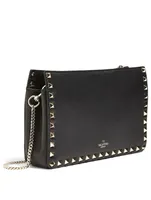 Rockstud Leather Chain Clutch Bag
