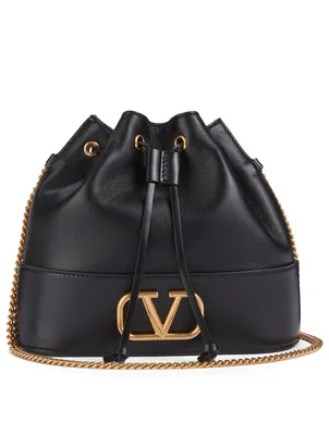 Small VLOGO Leather Bucket Bag