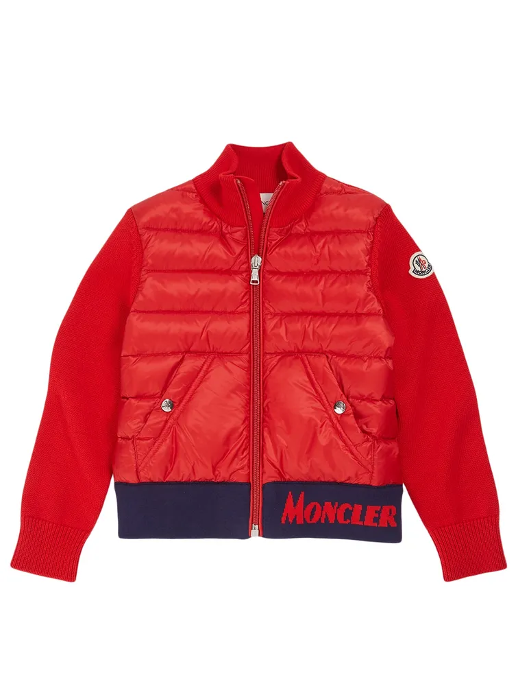 Puffer Jacket With Knit Sleeves