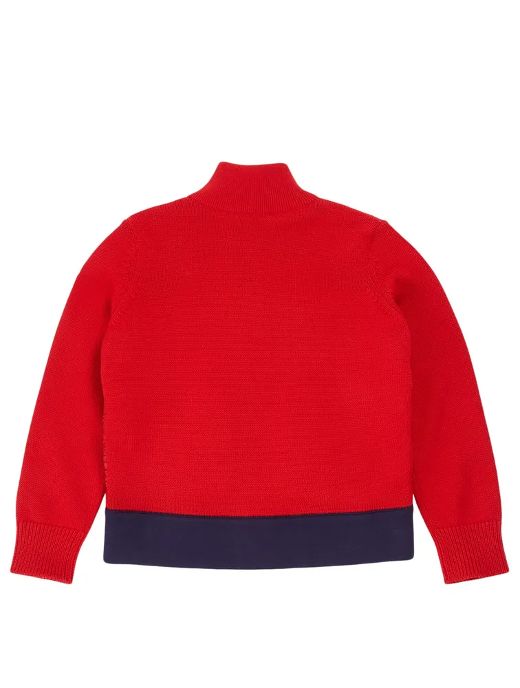Puffer Jacket With Knit Sleeves