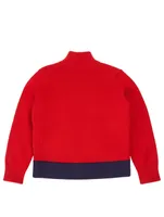 Puffer Jacket With Knit Sleeves