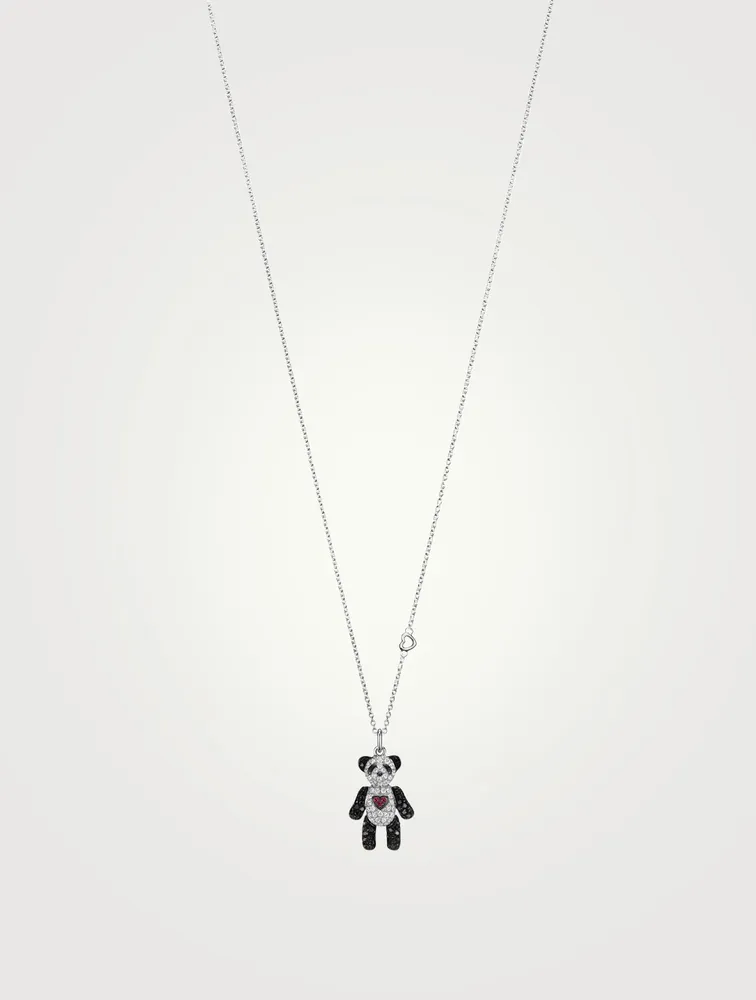 Petite Je T'Aime Bo Bo 18K White Gold Necklace With Diamonds