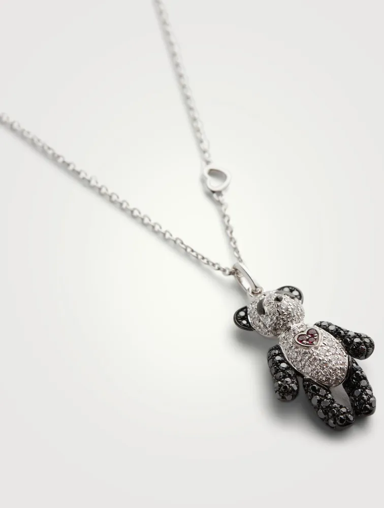 Petite Je T'Aime Bo Bo 18K White Gold Necklace With Diamonds