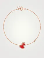 Petite Wulu 18K Rose Gold Bracelet With Red Agate And Diamonds