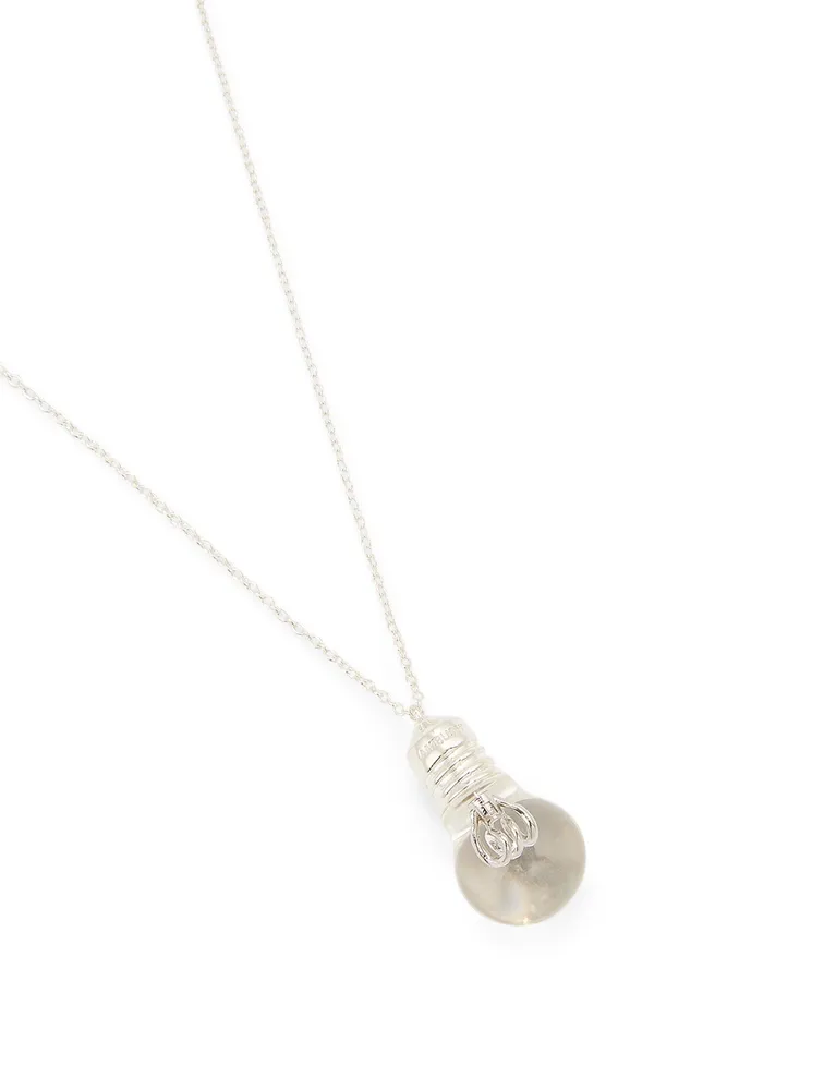 Sterling Silver Light Bulb Charm Necklace