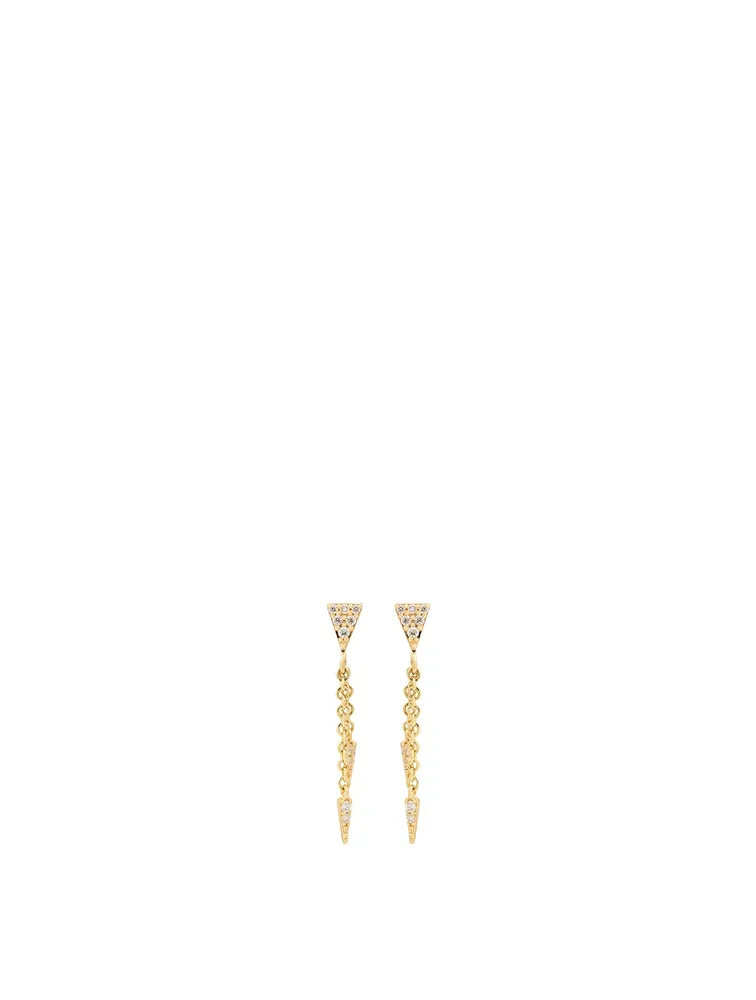 14K Gold Fringe Drop Earrings With Diamonds