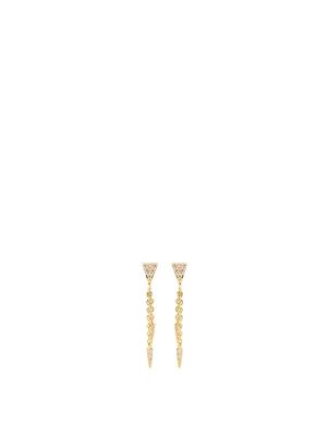 14K Gold Fringe Drop Earrings With Diamonds