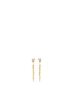 14K Gold Fringe Drop Earrings With Diamonds