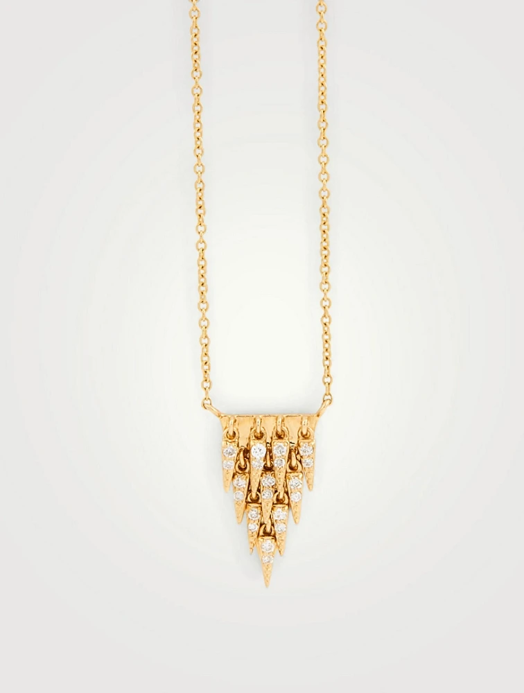 14K Gold Cascade Necklace With Diamonds