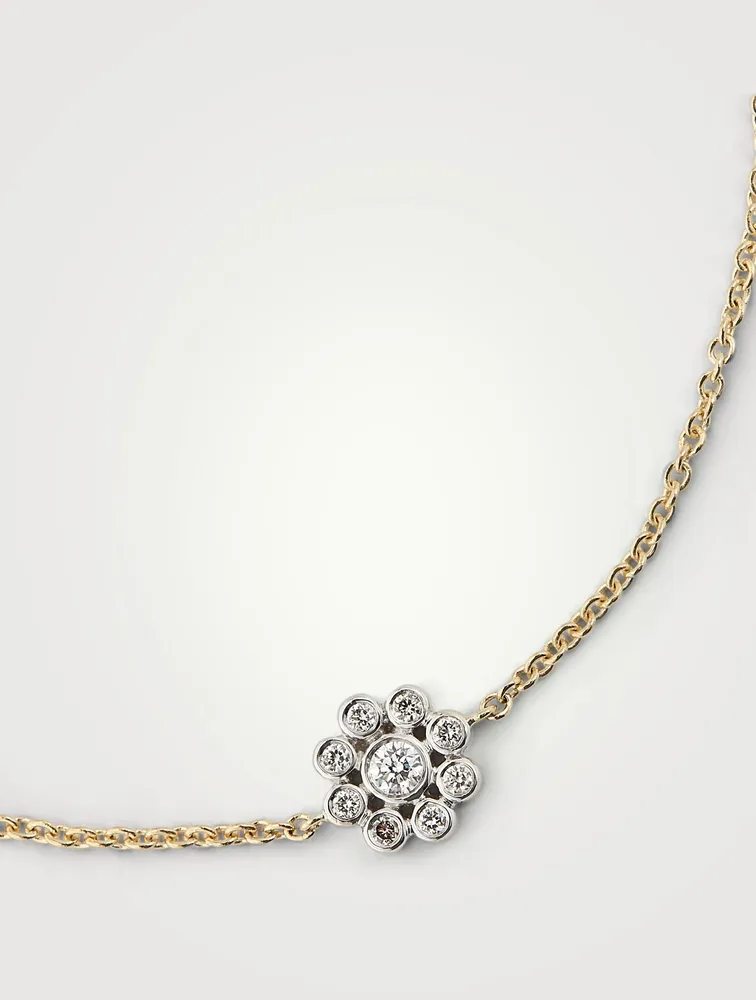 14K Gold Daisy Bracelet With Diamonds
