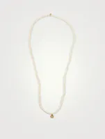 Beaded Necklace With 14K Gold Diamond Coin Charm